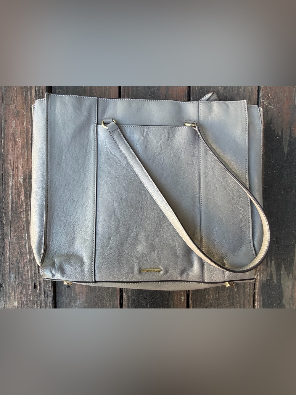 Rebecca Minkoff Metallic Grey/Greige Leather Tote